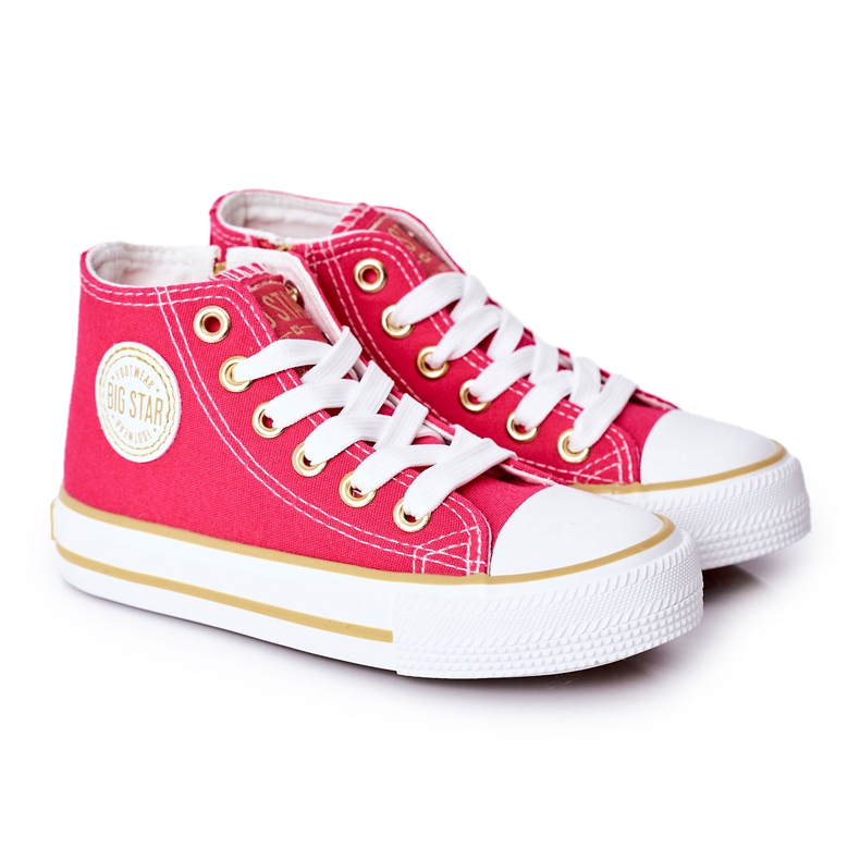 Zapatillas altas para niños con cremallera Big Star HH374137 Rosa rosado