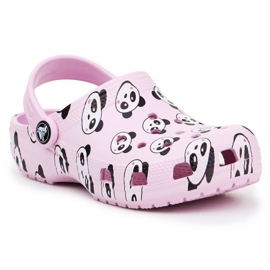 Crocs Classic Panda Print Zueco Jr 206999-6GD rosa