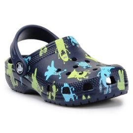 Zueco Crocs Classic Monster Print Jr 206833-410 azul marino