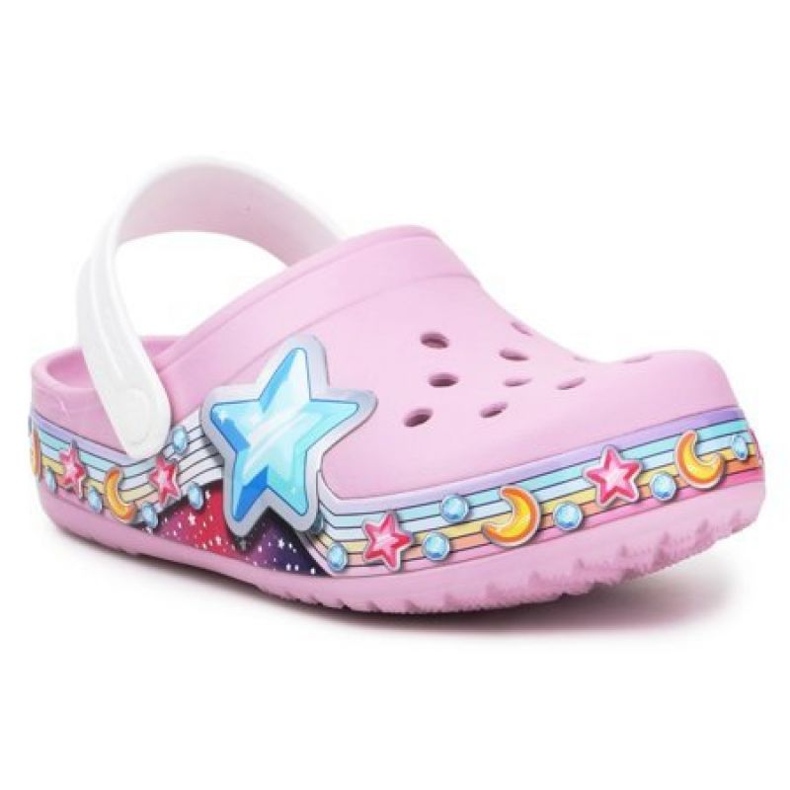 Zueco Crocs Fl Star Band Jr 207075-6GD rosado