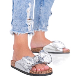 BM Pantuflas plateadas con lazo Norris plata