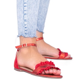 Sandalias rojas con volante Bora rojo