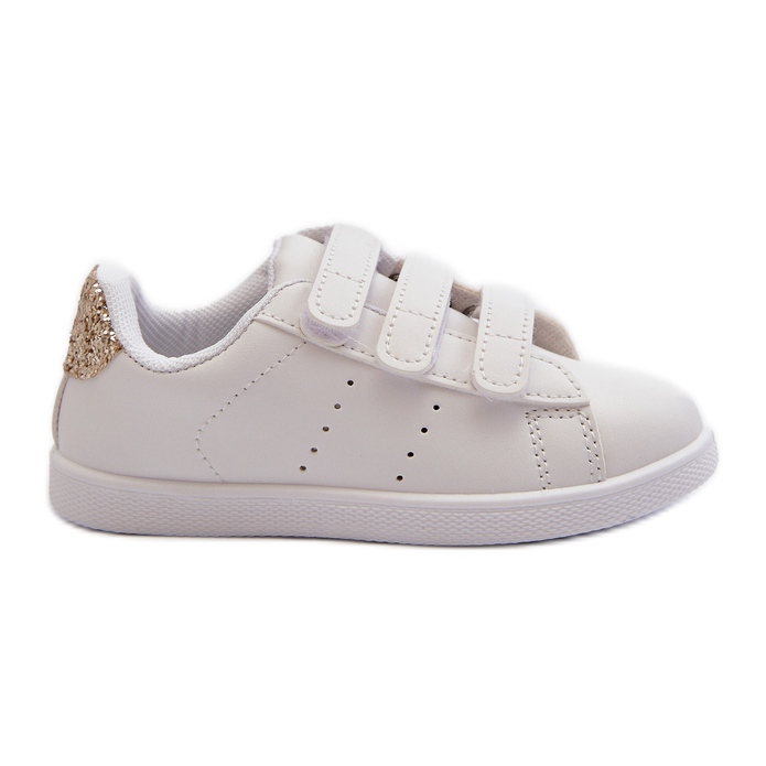 Deportivas Infantiles Con Velcro Blanco y Dorado Cute Girl