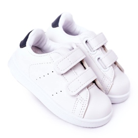 Deportivas infantiles California blancas y azul marino con velcro blanco