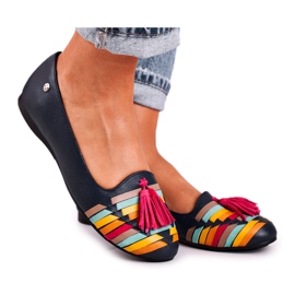 Bailarinas Maciejka Piel Con Flecos Azul Marino 04016-17 multicolor