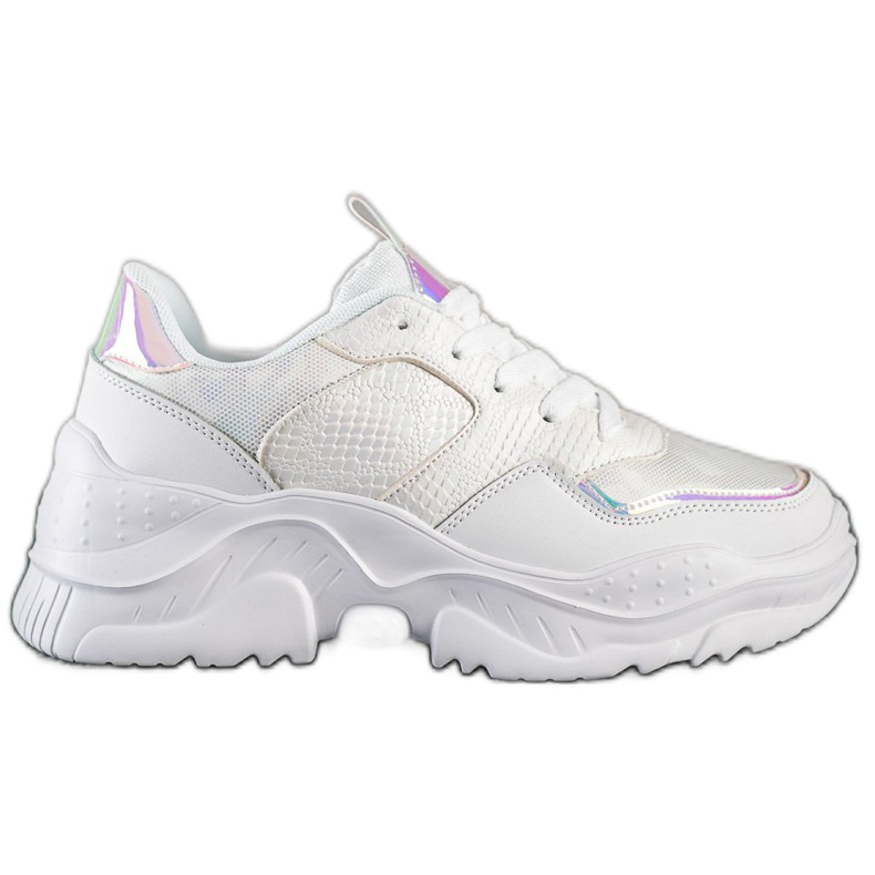 Weide Zapatillas de piel ecológica con estampado de serpiente blanco Weide Zapatillas de piel ecológica con estampado de serpiente blanco