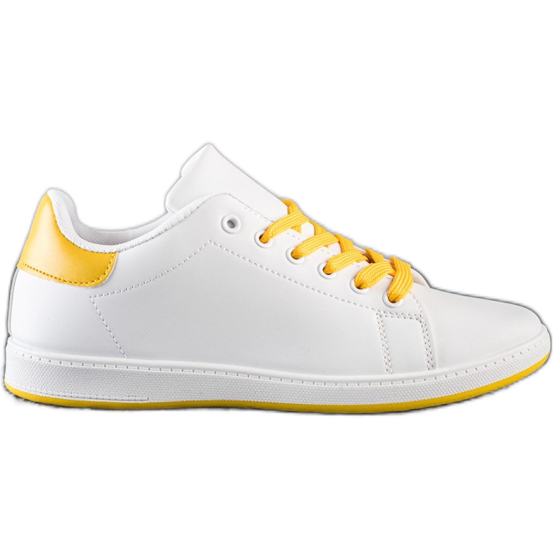 SHELOVET Zapatillas blancas con cuero ecológico blanco amarillo