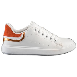 SHELOVET Zapatillas con aplicación naranja blanco