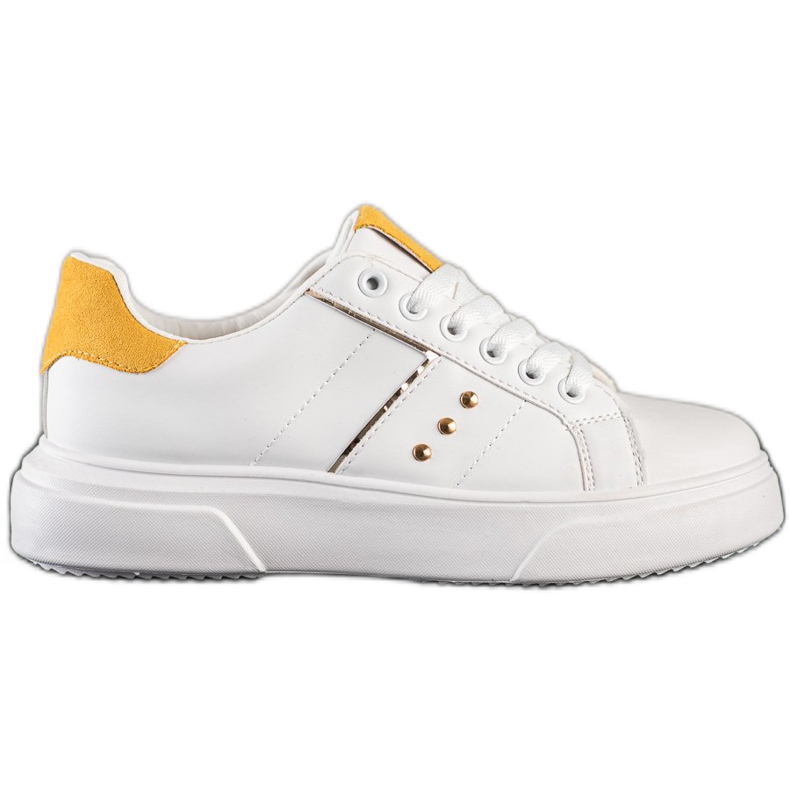SHELOVET Zapatillas de cuero ecológico blanco