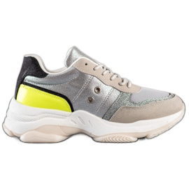 SHELOVET Zapatillas cómodas de moda plata multicolor