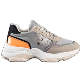 SHELOVET Zapatillas cómodas de moda plata multicolor