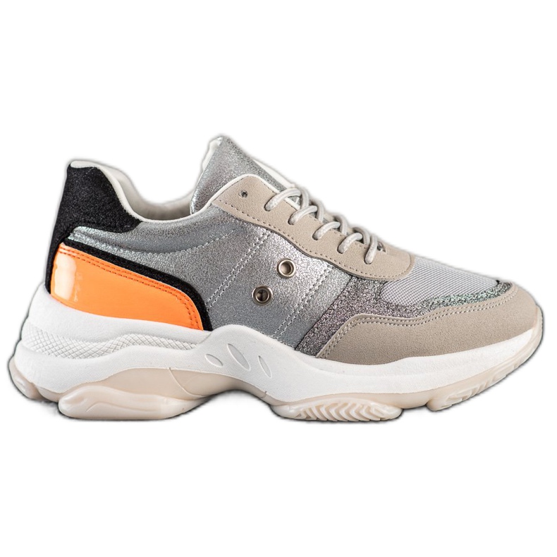 SHELOVET Zapatillas cómodas de moda plata multicolor