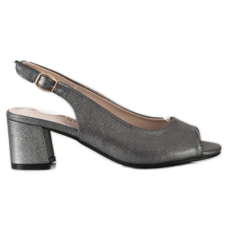 Goodin Sandalias de grafito brillante plata