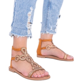 Sandalias camel adornadas con circonita Cersi marrón