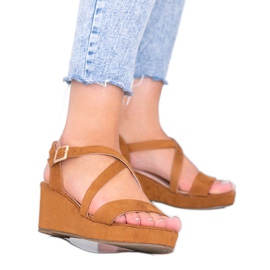 Sandalias de cuña camel Bianco marrón