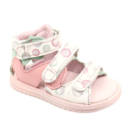 Sandalias profilácticas altas Mazurek 1291 blanco rosado verde Sandalias profilácticas altas Mazurek 1291 blanco rosado verde