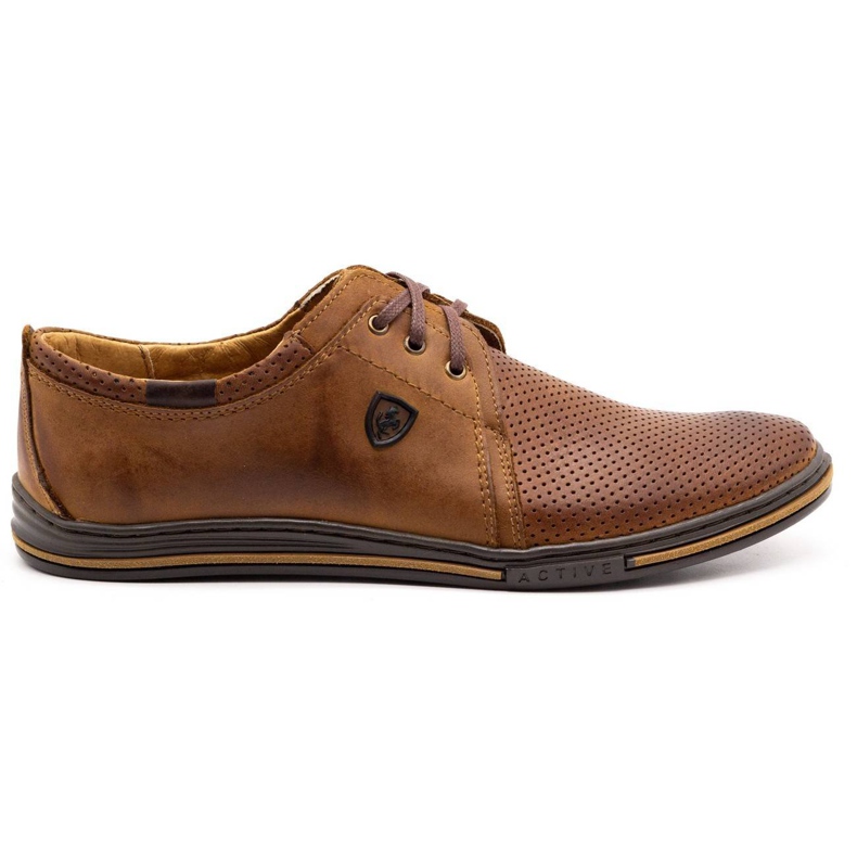 Polbut Zapatos de cuero para hombres 343P Openwork camello marrón