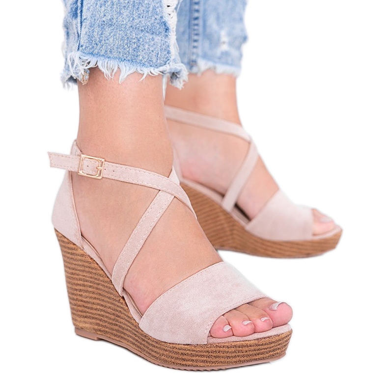 Sandalias de cuña beige Leslie