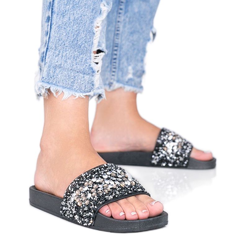 Pantuflas Bling Bling de mujer negras negro Pantuflas Bling Bling de mujer negras negro