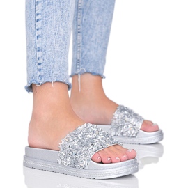Pantuflas plateadas con circonita Love Bling plata