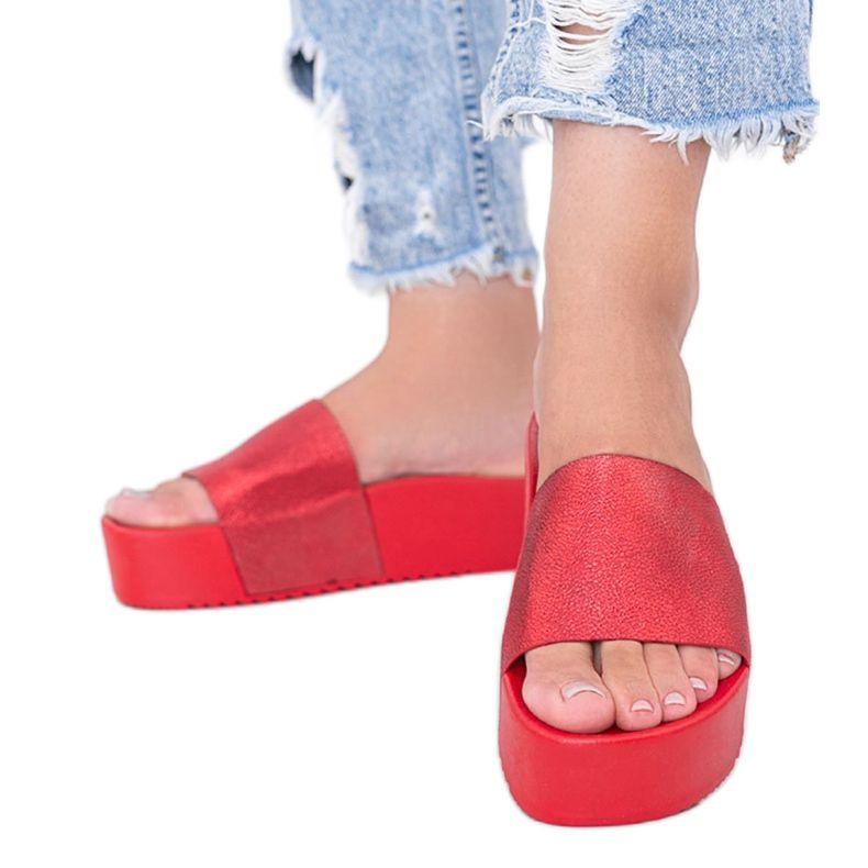 Chanclas rojas sobre suela gruesa Crysta rojo