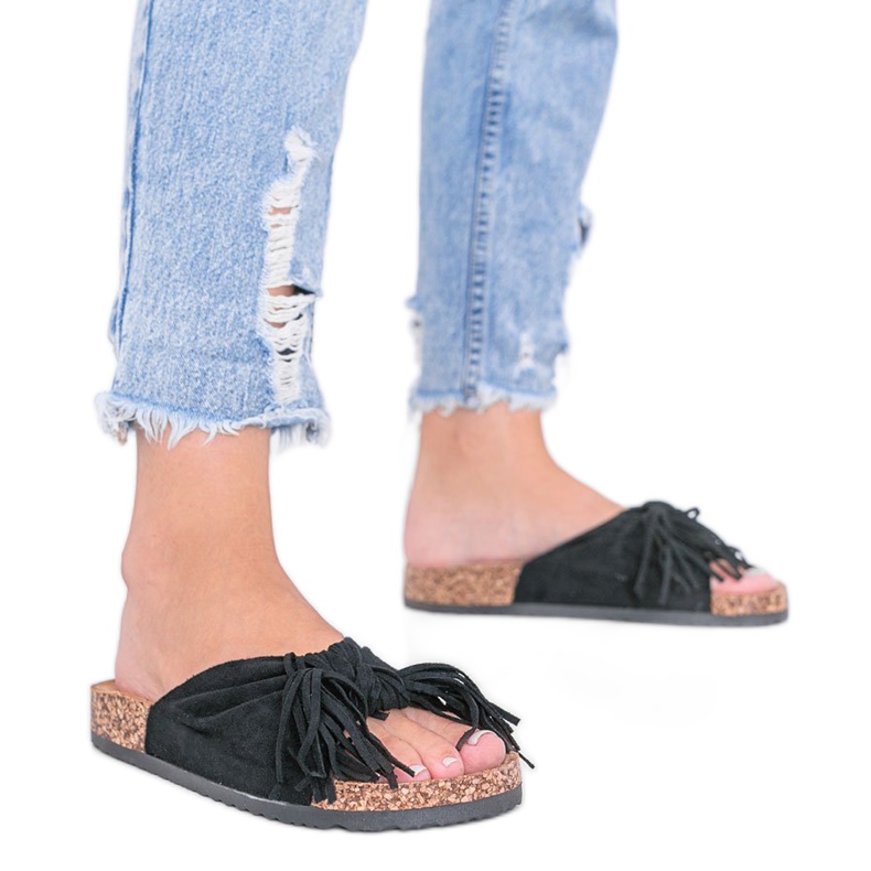 Sandalias negras en la suela de corcho Crys negro