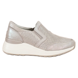 Goodin Zapatillas de cuero con purpurina beige