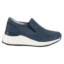 Goodin Zapatillas de cuero con purpurina azul marino azul
