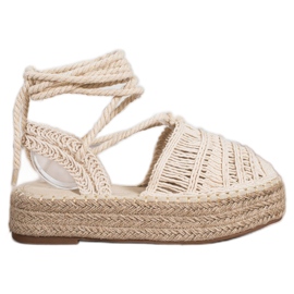 Small Swan Sandalias de alpargatas atadas beige