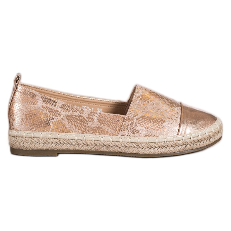 Bestelle Alpargatas Brillantes Con Cuero Ecológico beige