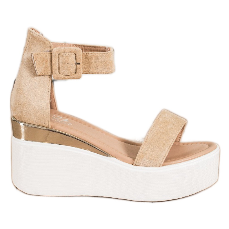 Small Swan Sandalias en la cuña blanca beige