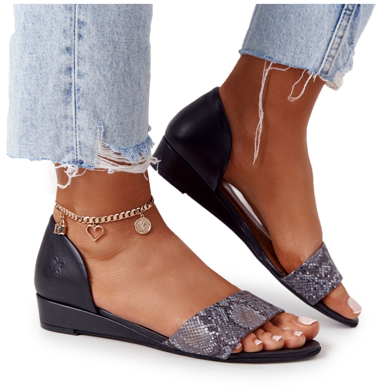 Sandalias Piel Maciejka 1971-59 Negra y Gris beige marrón negro