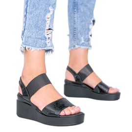 Sandalias con cuña negras de Tiffi negro Sandalias con cuña negras de Tiffi negro