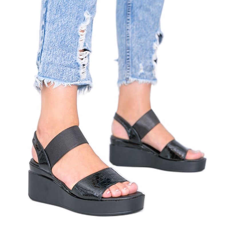 Sandalias con cuña negras de Tiffi negro Sandalias con cuña negras de Tiffi negro