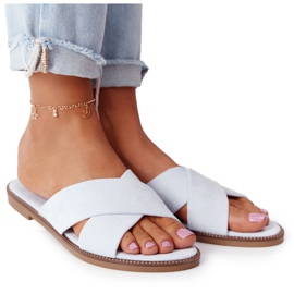 Pantuflas Mujer Velour Azul Edesa