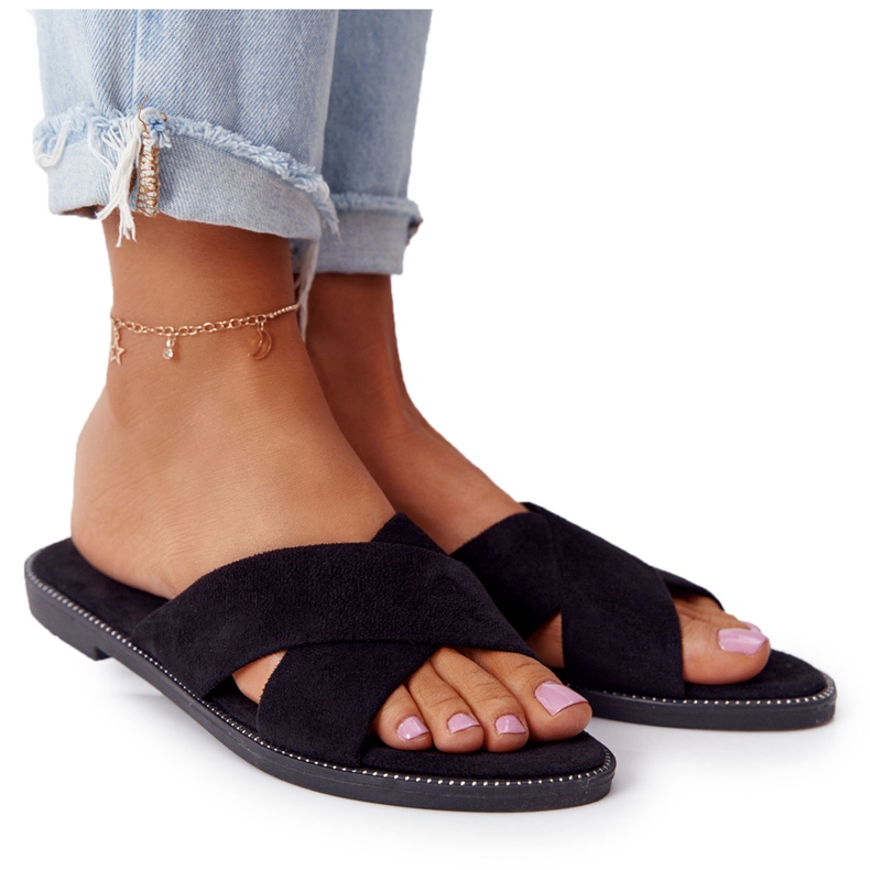 Pantuflas Mujer Velour Negro Edesa