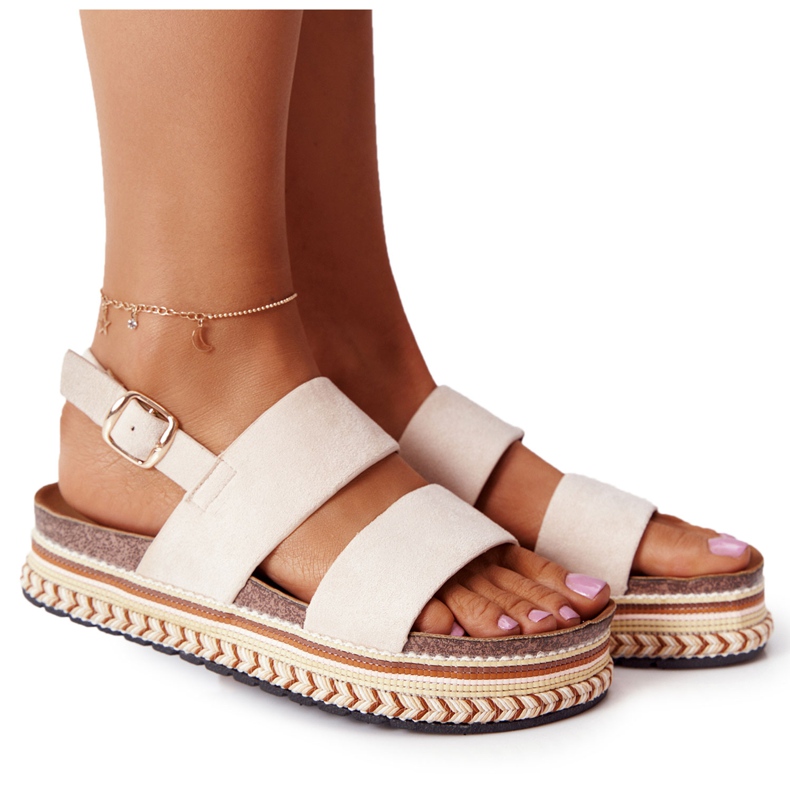 Sandalias de ante en la plataforma Olimpia beige multicolor