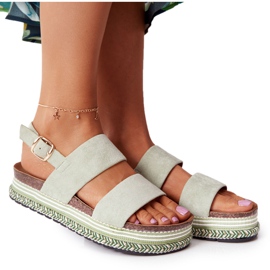 Sandalias de ante en la plataforma verde Olimpia