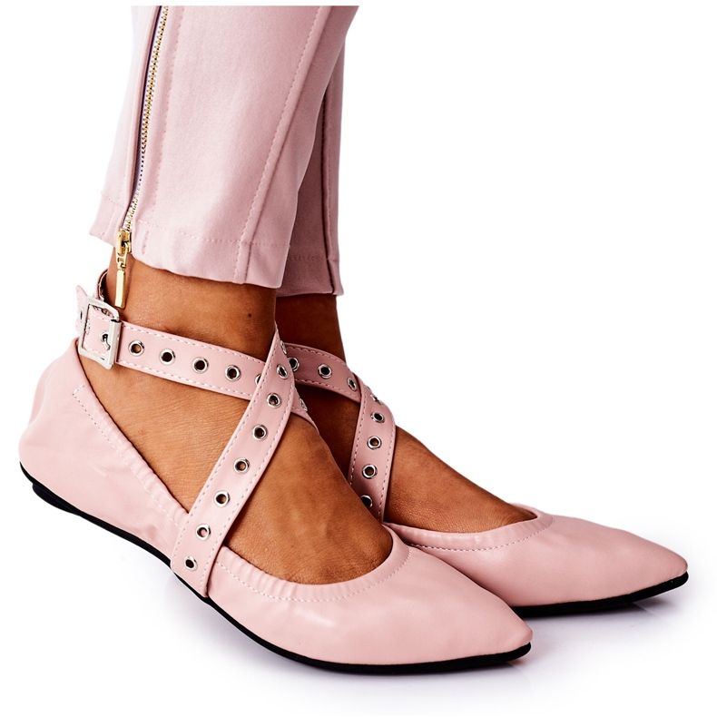 Bailarinas Plegables Piel Lu Boo Rosa rosado