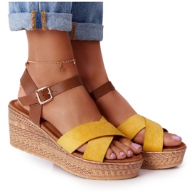 Sandalias Amarillas Con Cuña S.Barski GD-38 marrón amarillo Sandalias Amarillas Con Cuña S.Barski GD-38 marrón amarillo