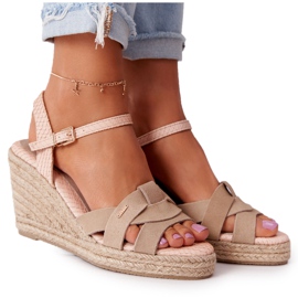 Sandalias Cuña Piel Big Star HH274380 Beige