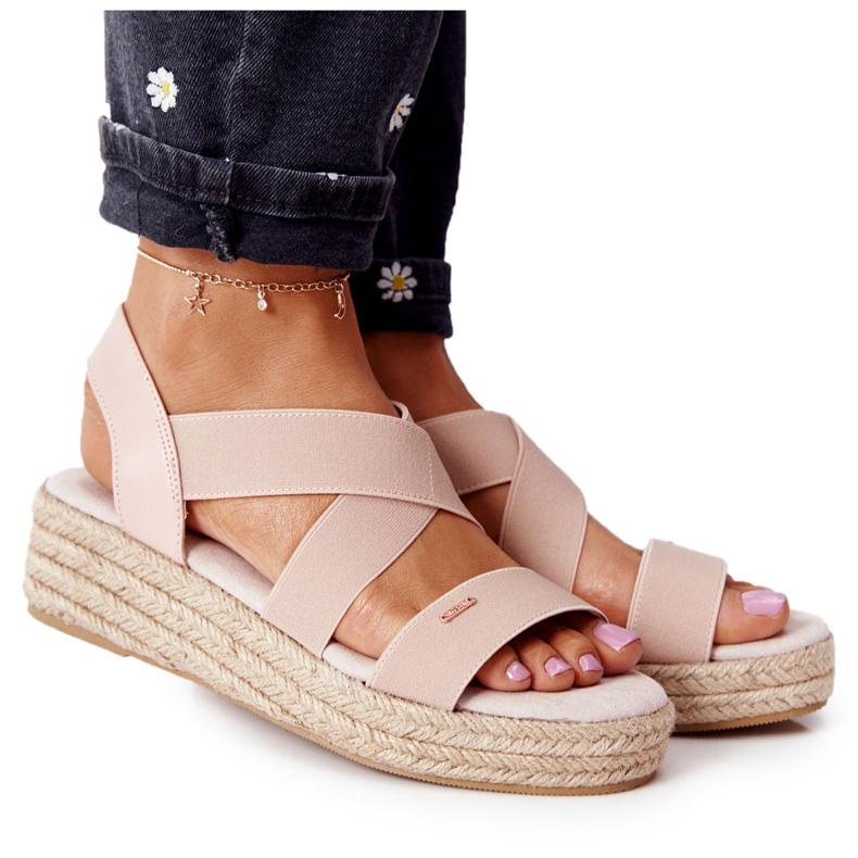 Sandalias de cuña con canalé Big Star HH274413 Rosa rosado