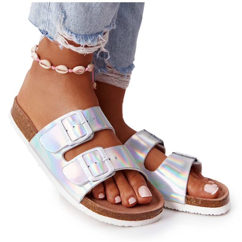 Pantuflas de Piel Perfilada Big Star HH274895 Plata