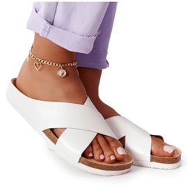 Pantuflas de piel perfilada Big Star HH274647 Blanco