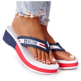 Chanclas de mujer con cuña Big Star HH274A093 Blanco azul