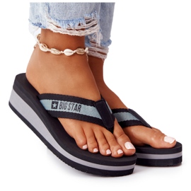 Chanclas de mujer con cuña Big Star HH274A096 Negro gris