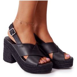 Sandalias negras de tacón alto con trenza Big Star HH274387 negro