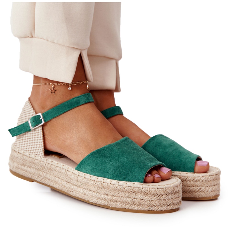 Sandalias trenzadas Megara verdes beige