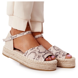 Sandalias En La Plataforma Con Estampado Serpiente Trenzado Beige Megara marrón