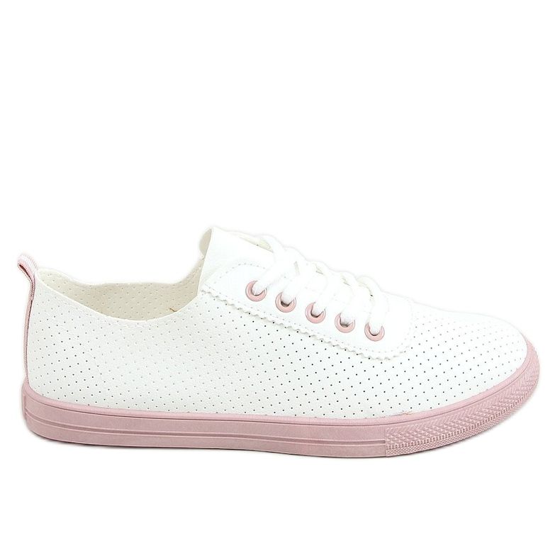 Zapatillas de mujer con cordones, blancas y rosa LA44 Pink blanco rosado
